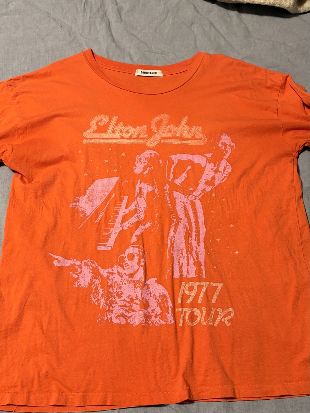 🍒2/$50 Retro Elton John 1977 Tour Orange Graphic T-Shirt
